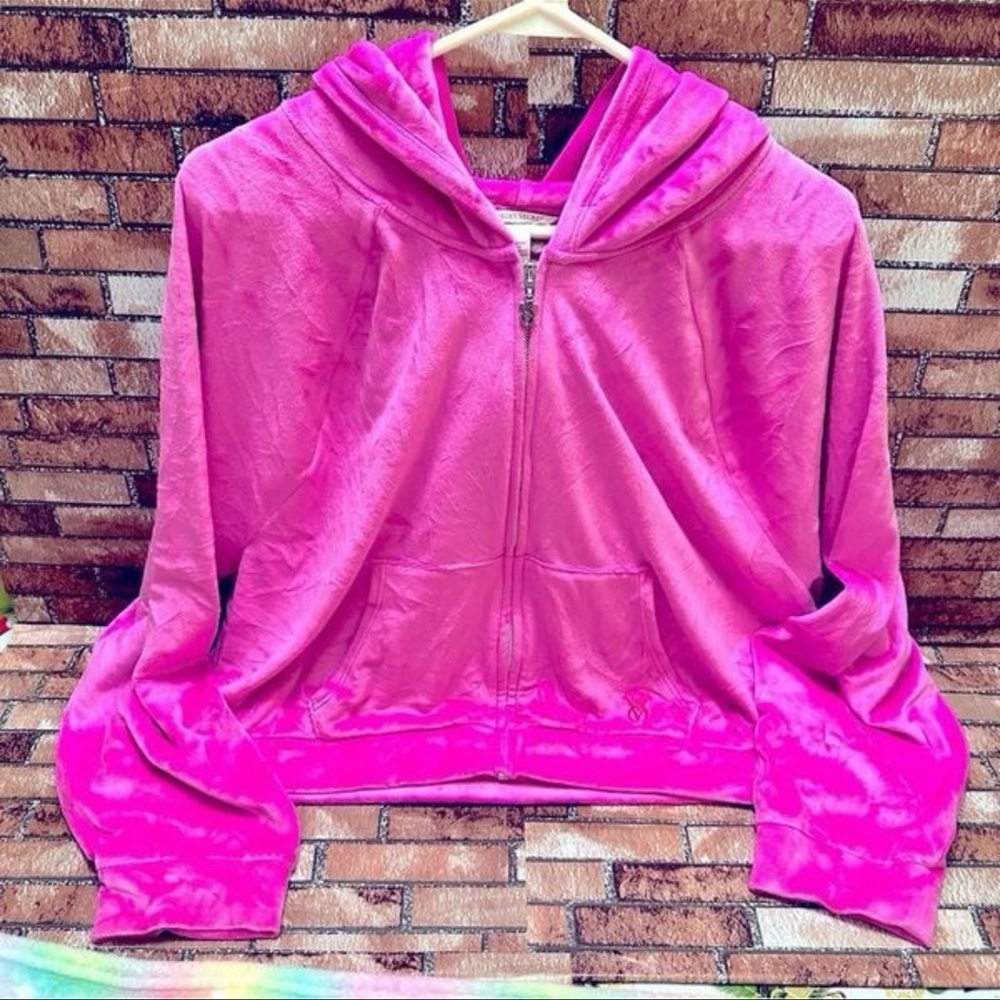 Victoria's Secret Fuchsia Zip-Up Hoodie velour XL